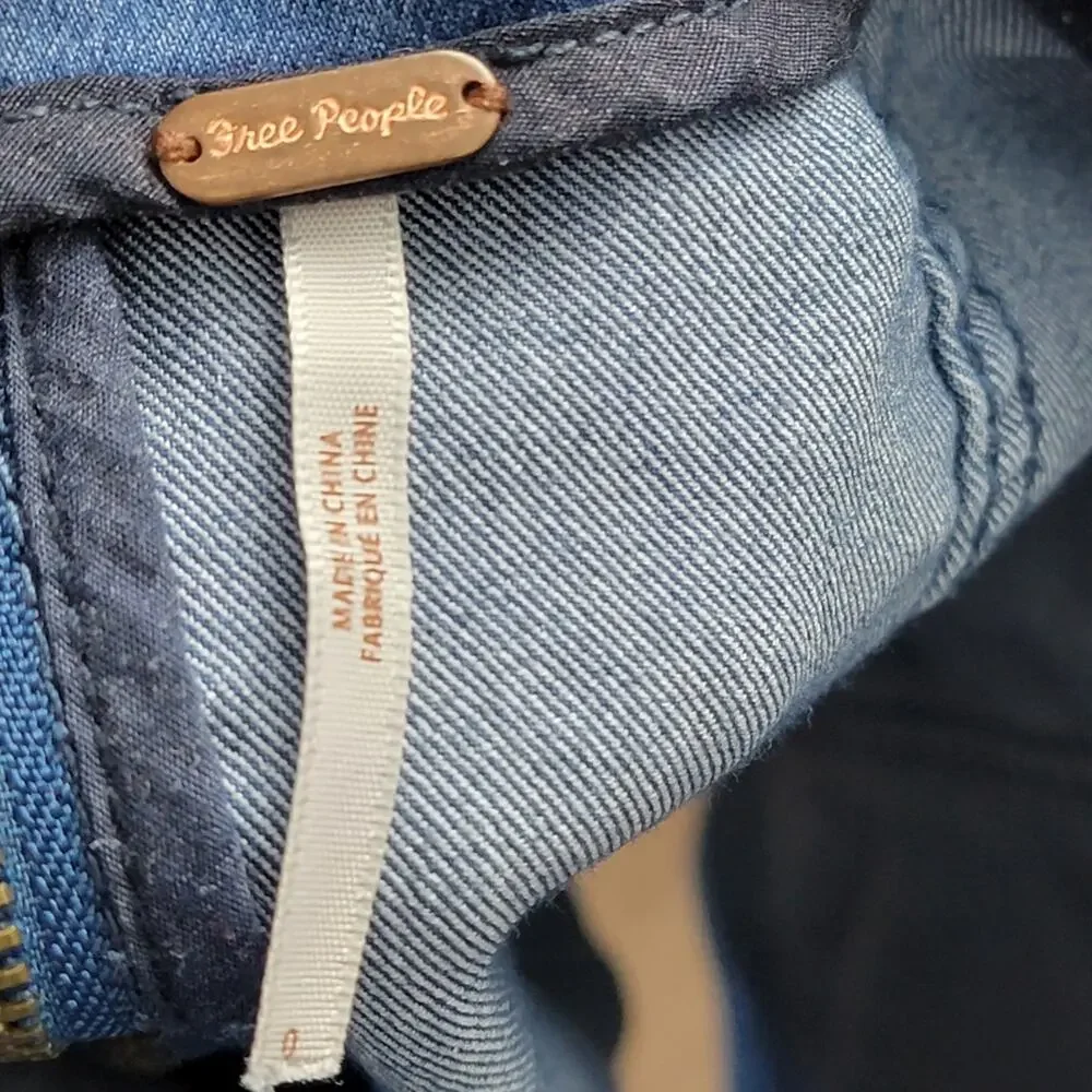 Free People Denim Mini Skirt, Sz 0 - Picture 4 of 4